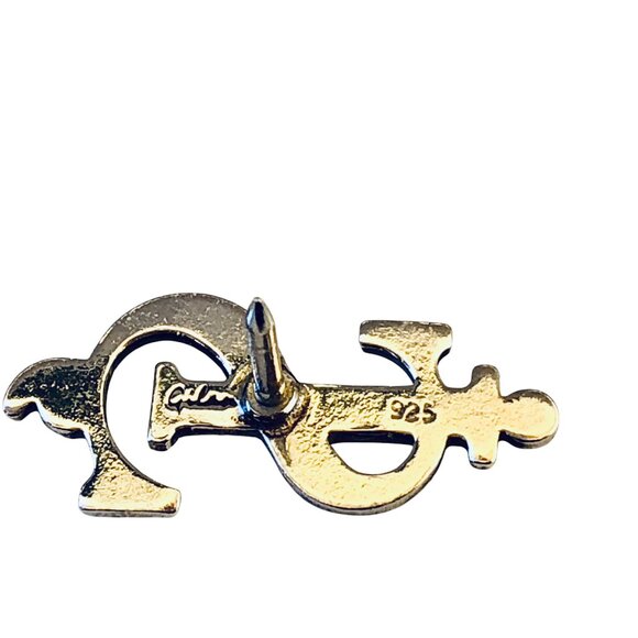 Vintage Sterling Silver Dollar Sign Push Pin Brooch Tie Tack Money Signed Tiny - Picture 7 of 12